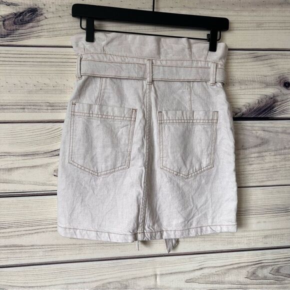 Free People Off White Denim High Waist Paperbag Skirt - Picture 10 of 14